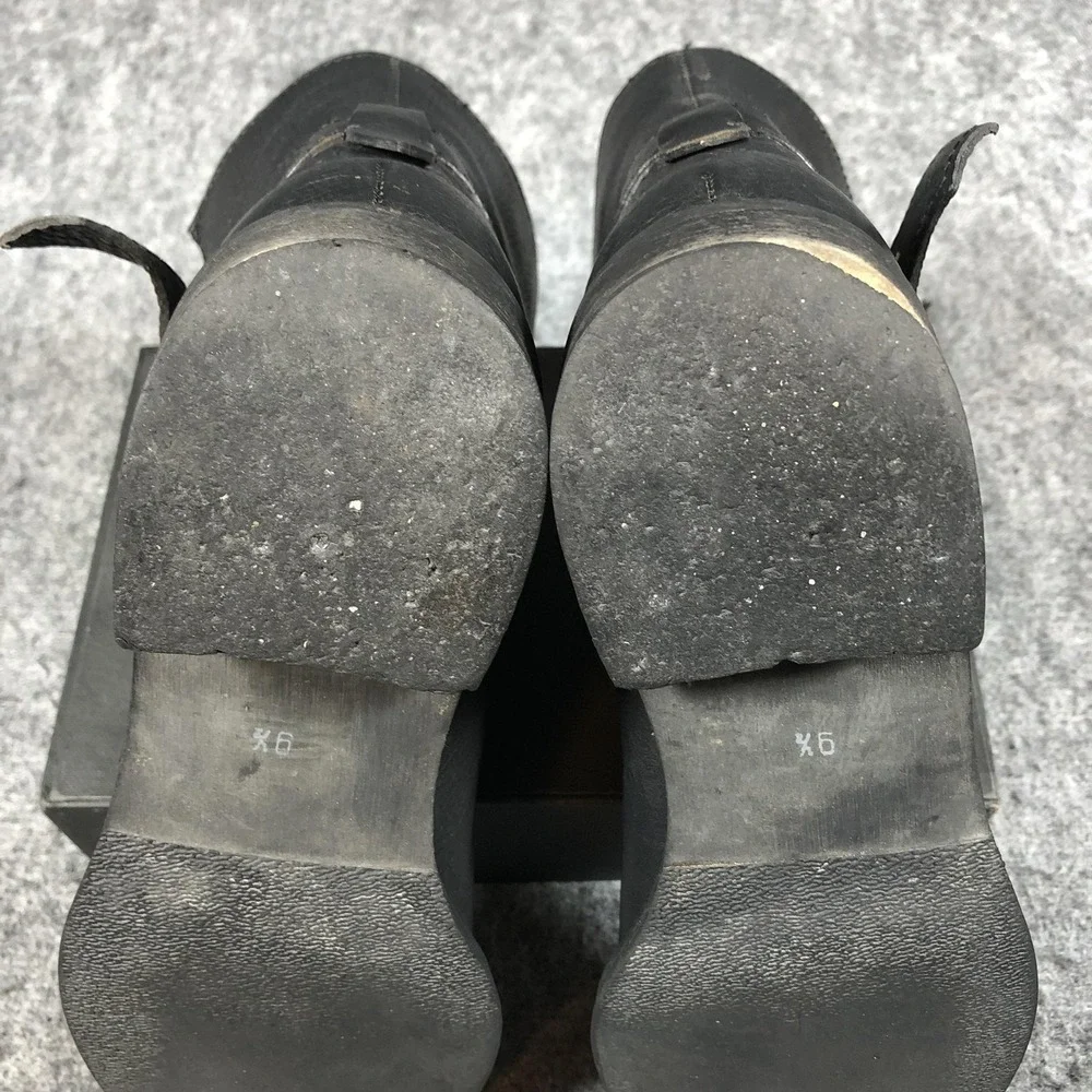 Madewell Ankle Boots‎ Womens 9.5 Black Leather Strap Pull On Low Heel 03827
